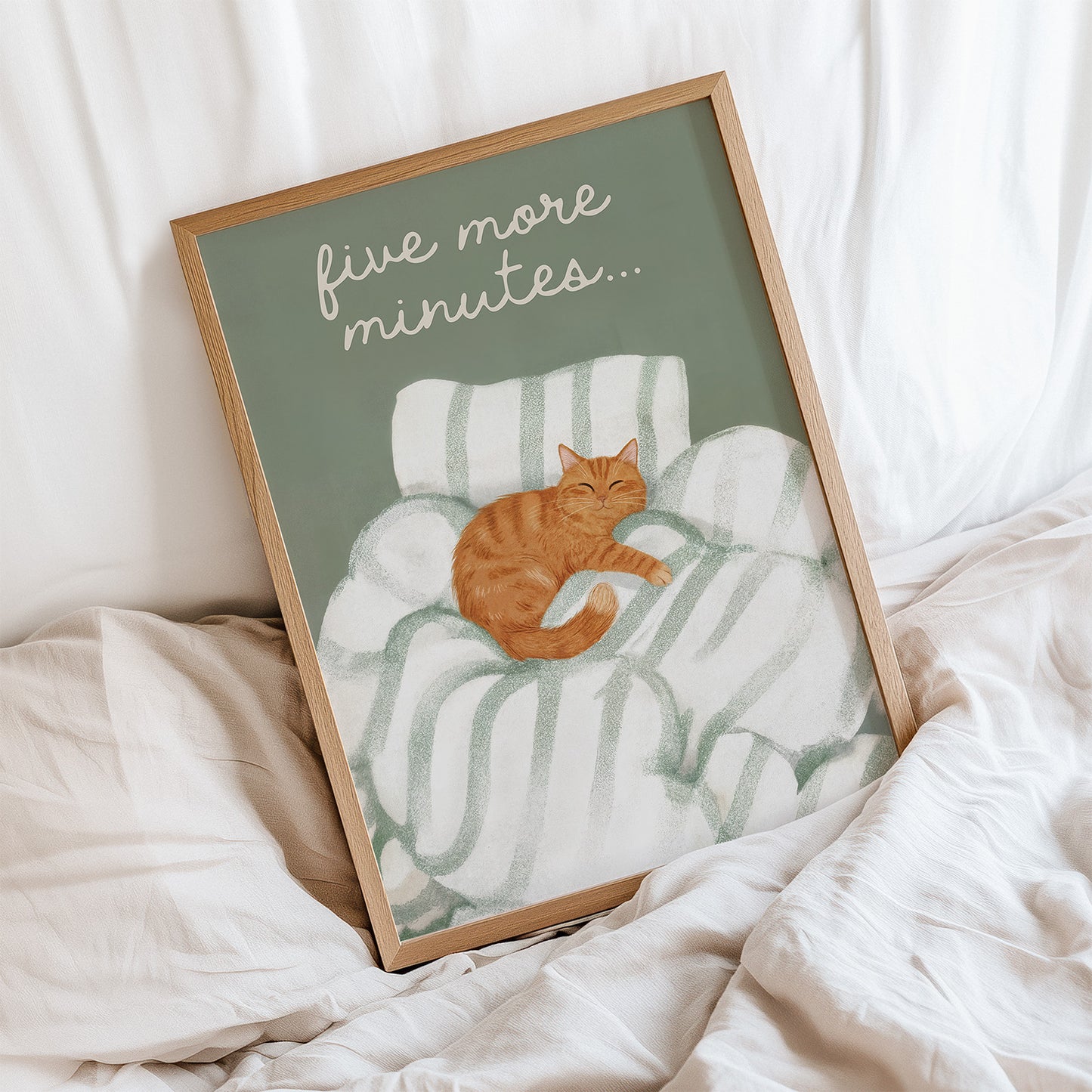 Five More Minutes Cat Bedroom Print