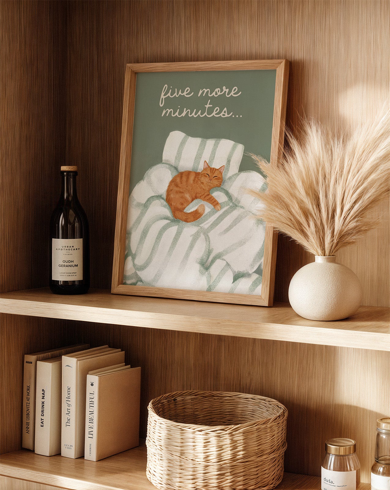 Five More Minutes Cat Bedroom Print