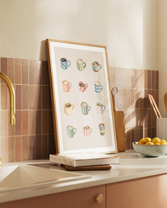 Coffee Mugs Kitchen Print Wall Art - Alfresco Prints