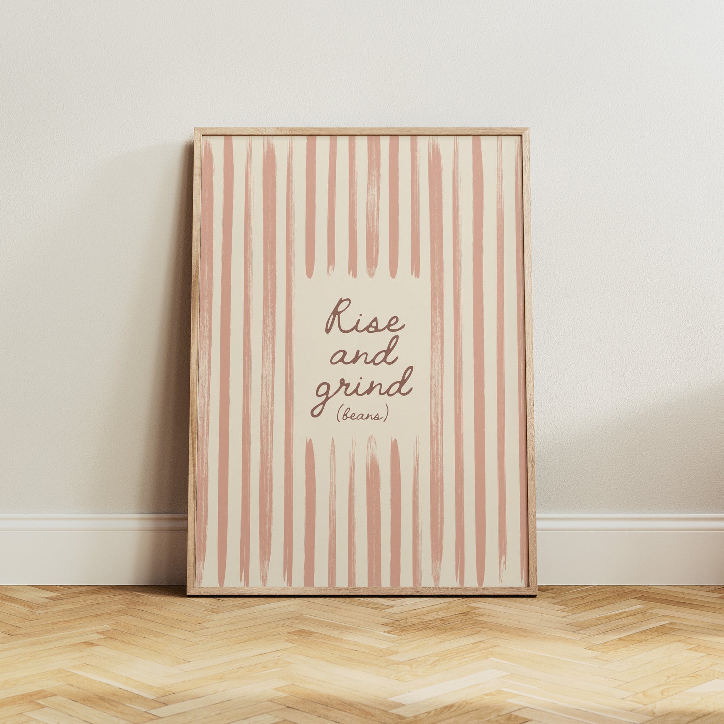 Modern kitchen decor print with motivational coffee phrase