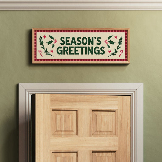 Seasons' Greetings Christmas Hallway Print Sign - Alfresco Prints