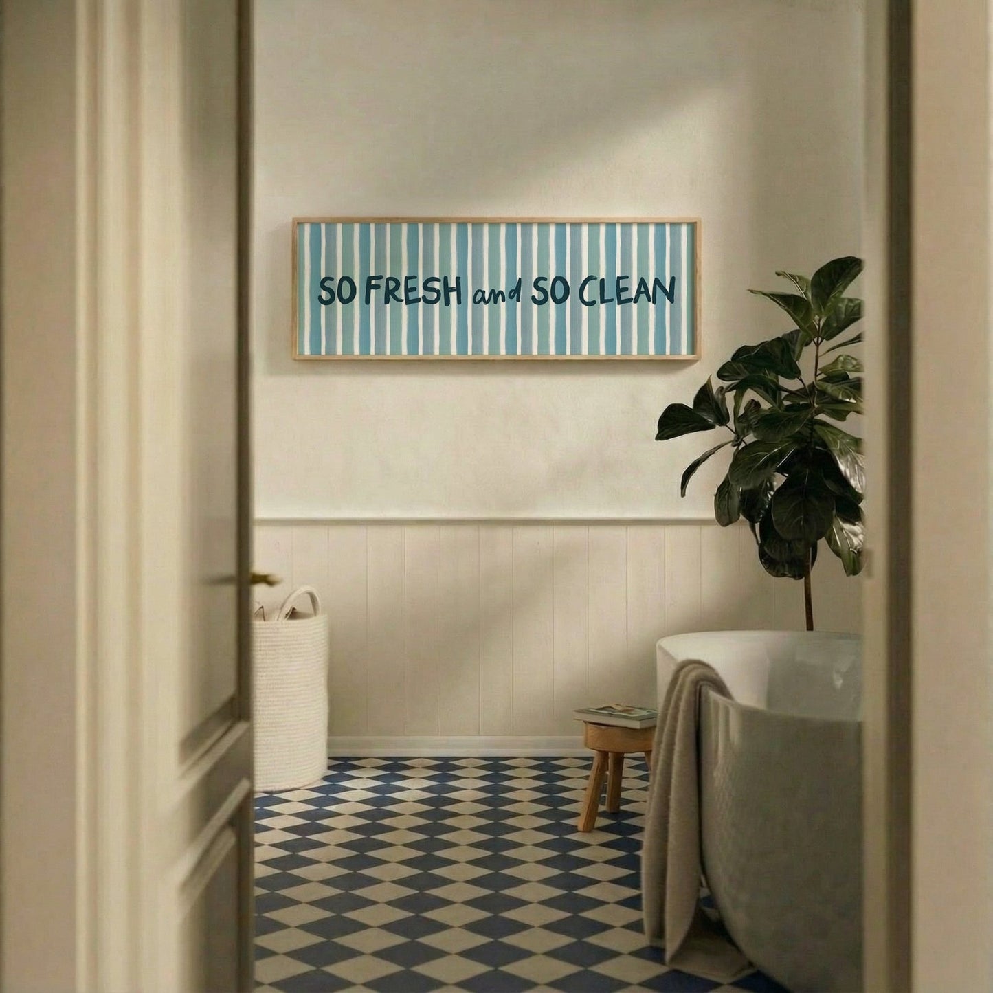 So Fresh and So Clean Wide Bathroom Print - Alfresco Prints