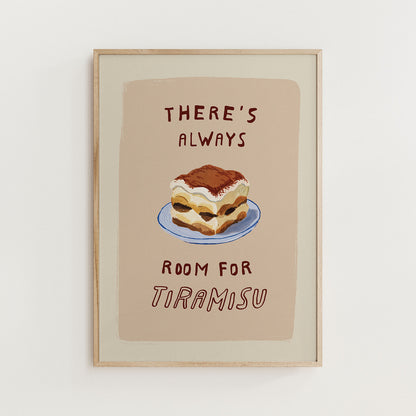 Funny Tiramisu Dessert Print Kitchen Wall Art