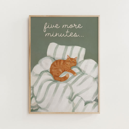 Five More Minutes Cat Bedroom print