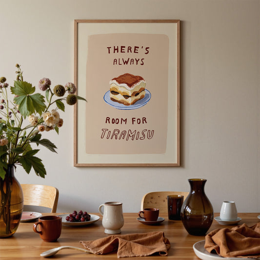 Funny Tiramisu Dessert Print Kitchen Wall Art