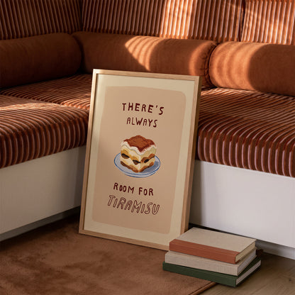 Funny Tiramisu Dessert Print Kitchen Wall Art