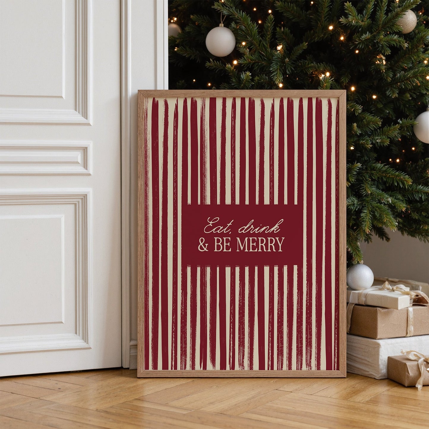 Eat, Drink and Be Merry Vintage Christmas Print