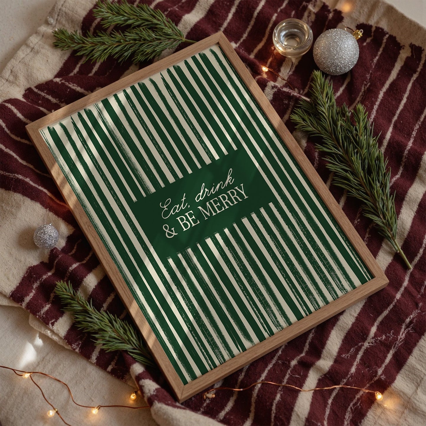 Eat, Drink and Be Merry Vintage Christmas Print