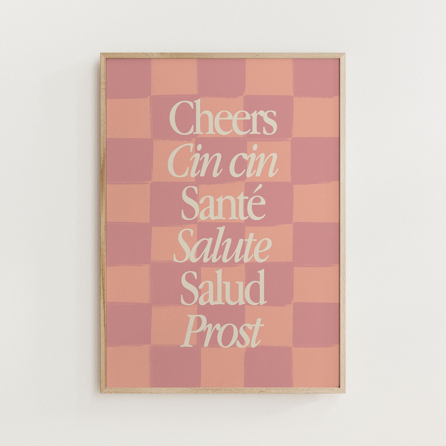 cheers typography print for kitchen