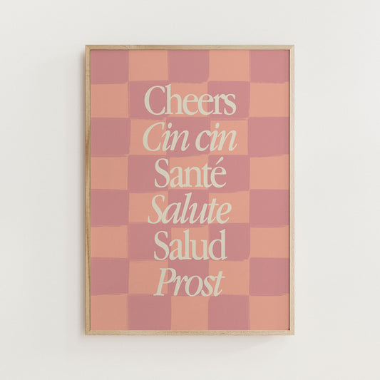 cheers typography print for kitchen