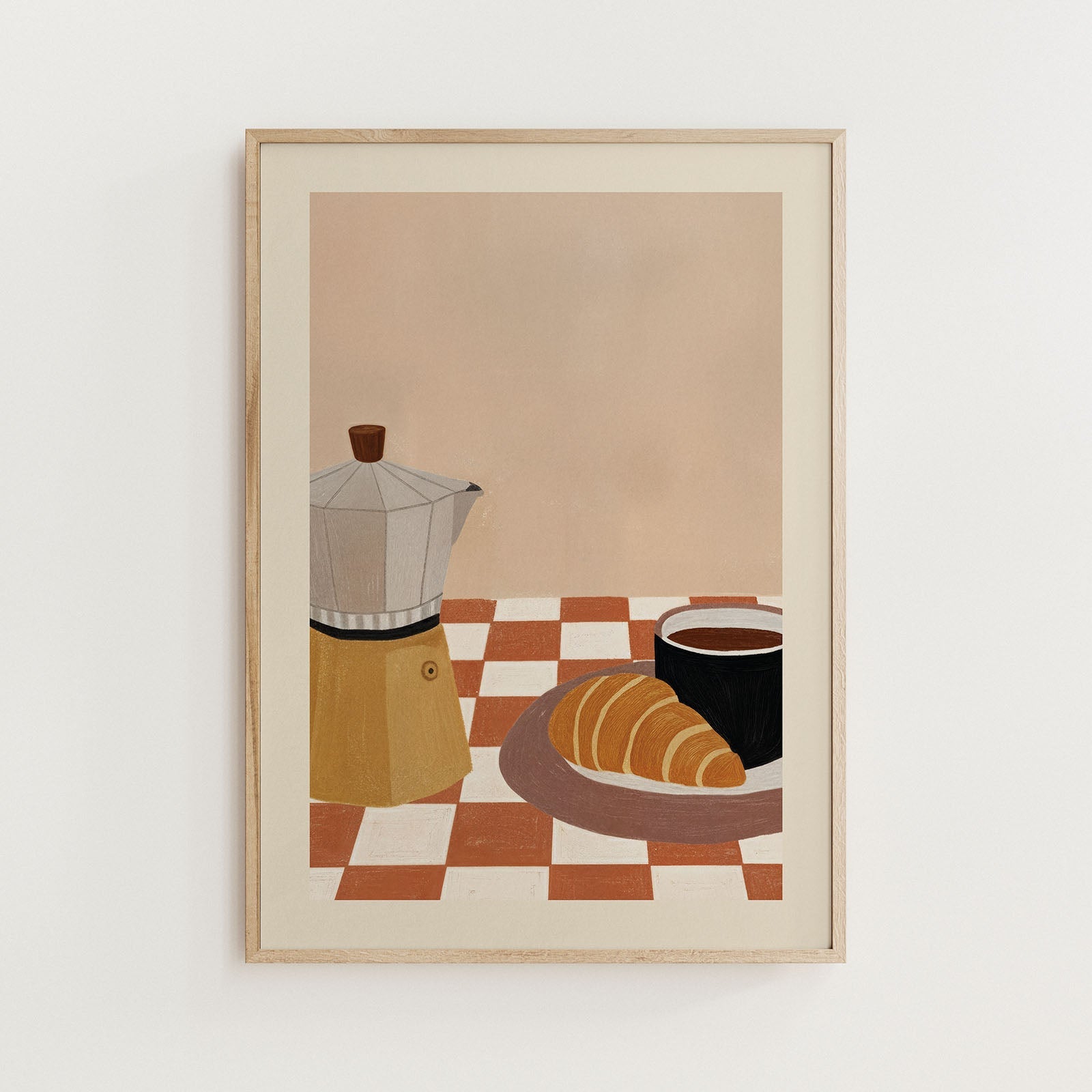 Coffee and Croissants Illustrated Print - Alfresco Prints