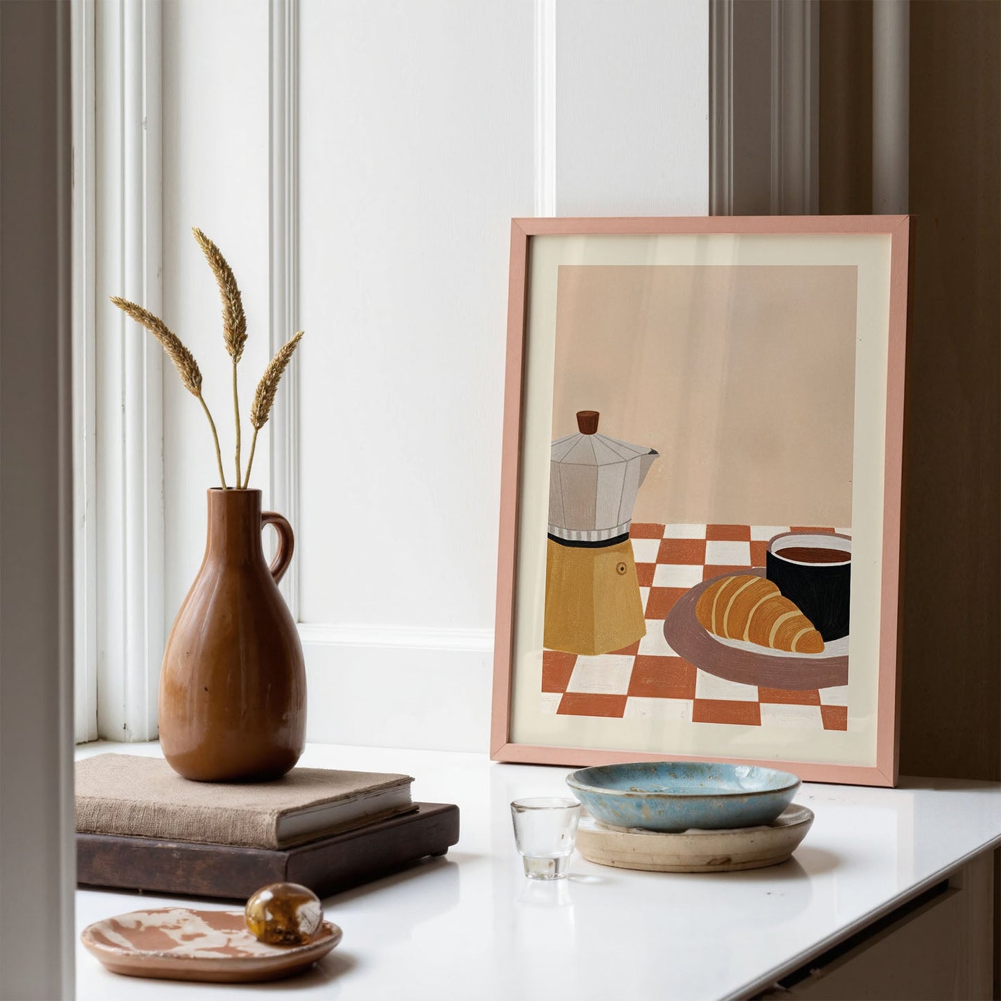 Coffee and Croissants Illustrated Print - Alfresco Prints