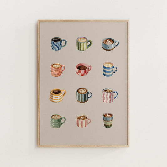Coffee Mugs Kitchen Print Wall Art - Alfresco Prints