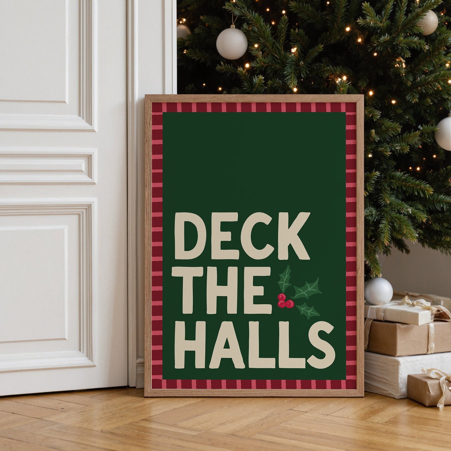 Deck The Halls Stylish Christmas Print