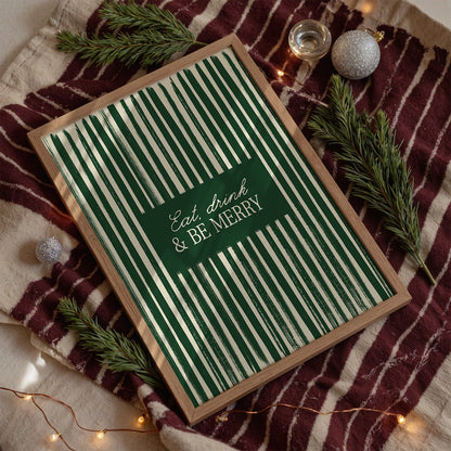 Eat, Drink and Be Merry Vintage Christmas Print - Alfresco Prints