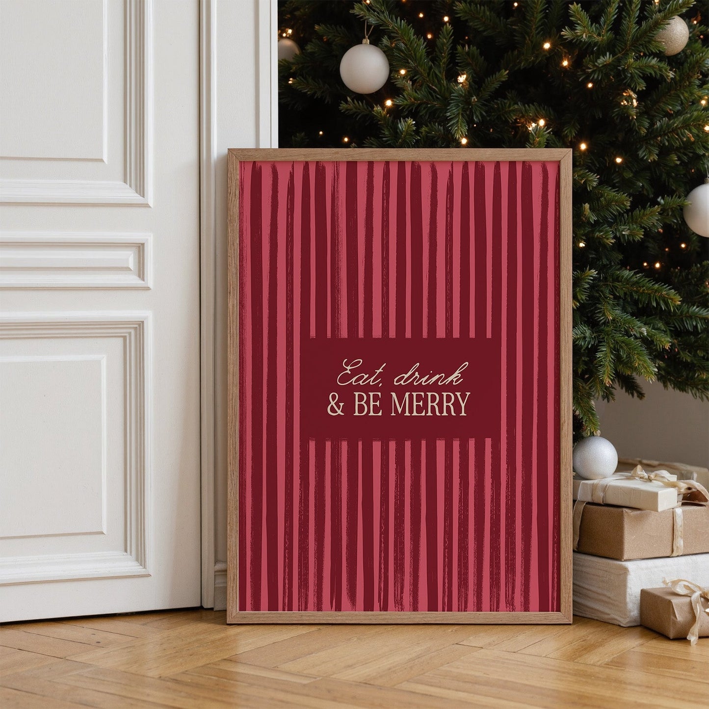 Eat, Drink and Be Merry Vintage Christmas Print - Alfresco Prints