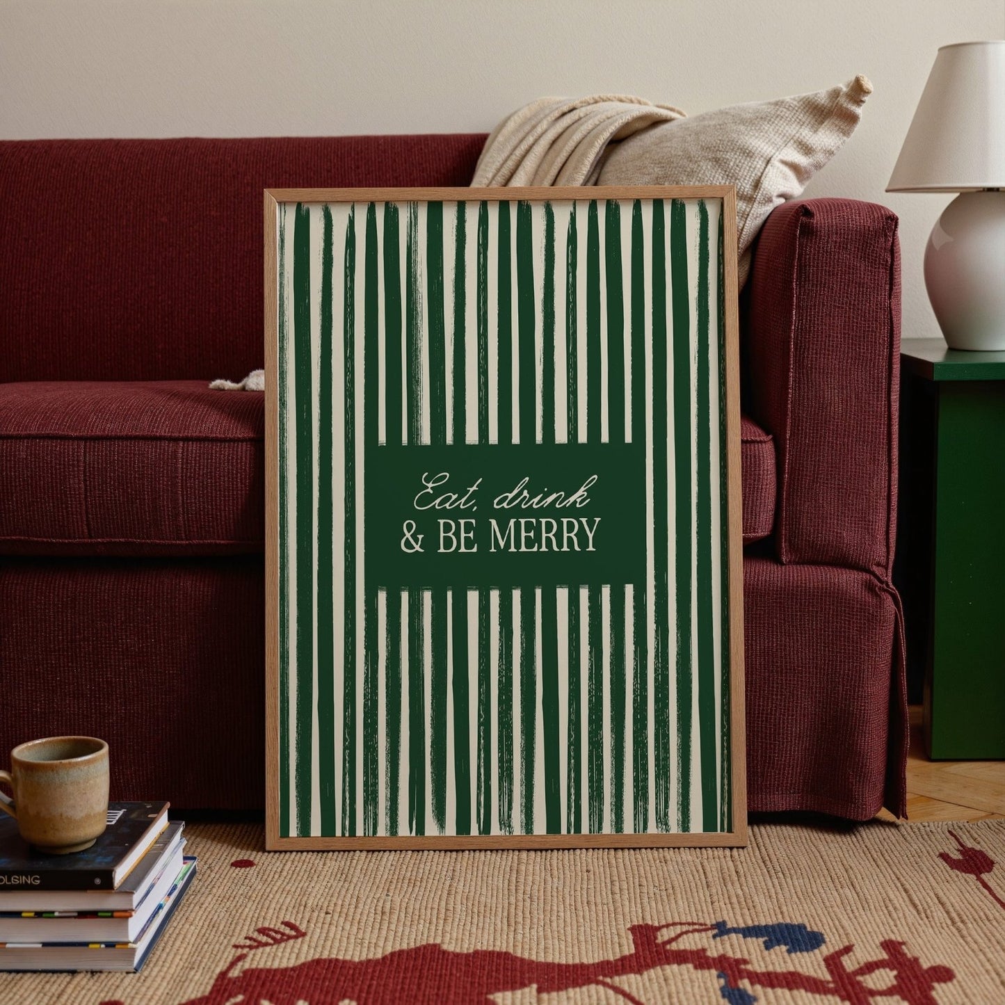 Eat, Drink and Be Merry Vintage Christmas Print - Alfresco Prints