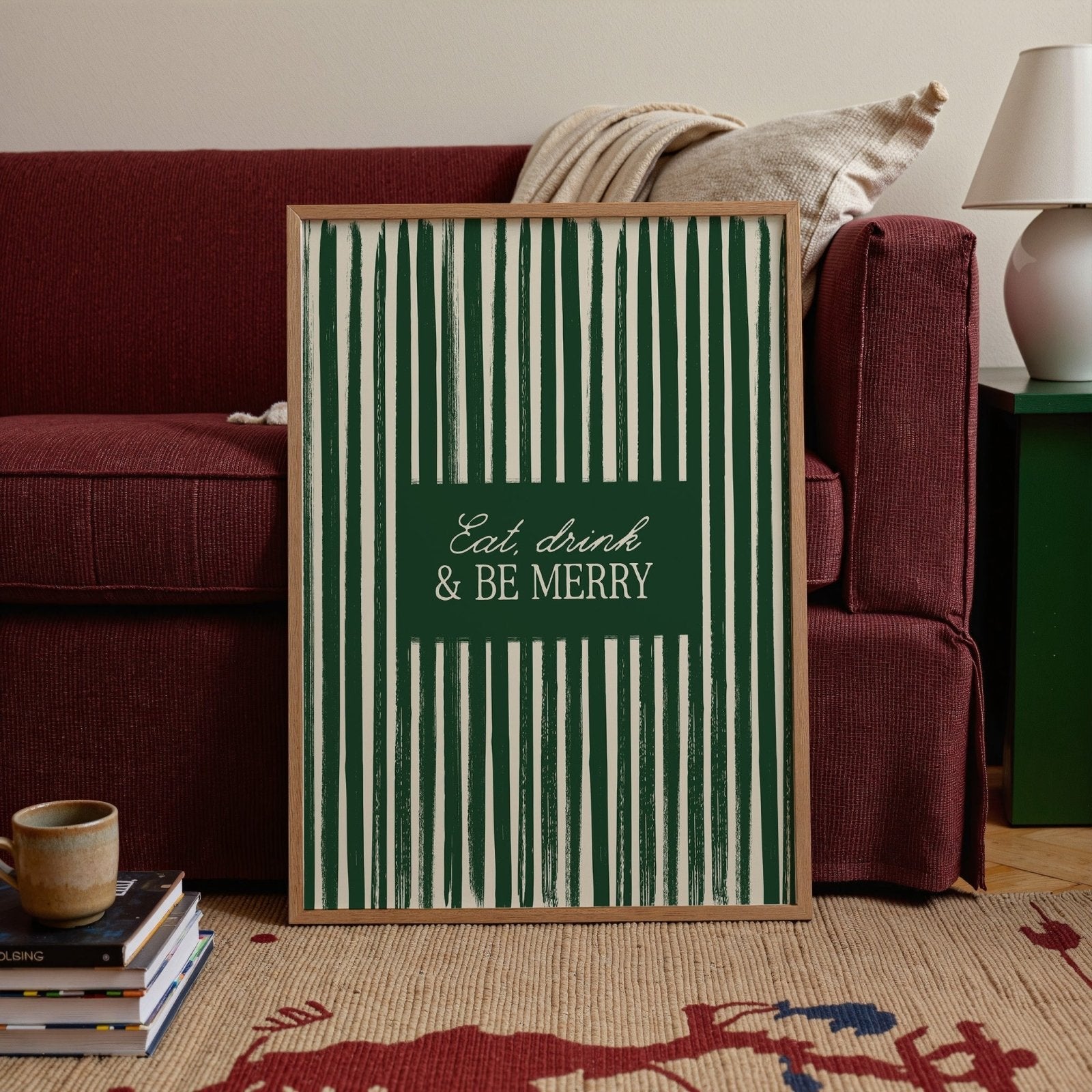 Eat, Drink and Be Merry Vintage Christmas Print - Alfresco Prints