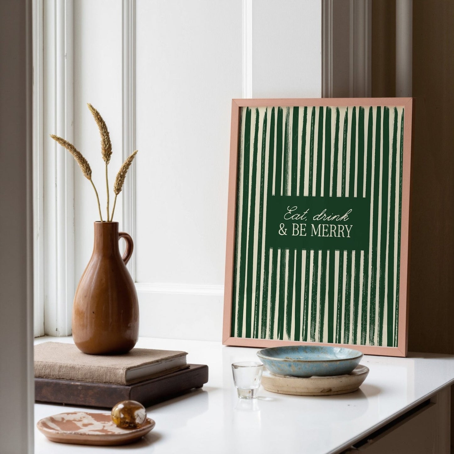 Eat, Drink and Be Merry Vintage Christmas Print - Alfresco Prints