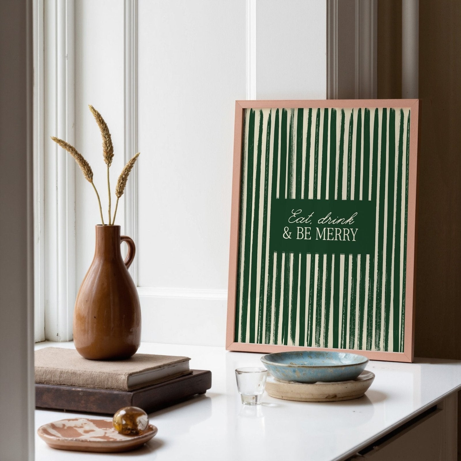 Eat, Drink and Be Merry Vintage Christmas Print - Alfresco Prints