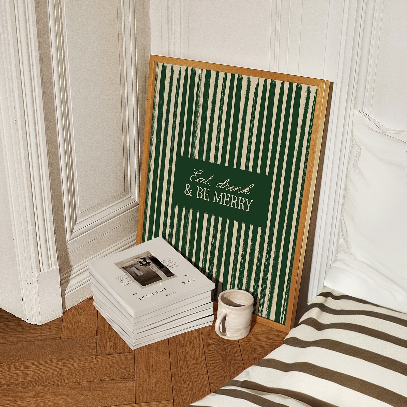 Eat, Drink and Be Merry Vintage Christmas Print - Alfresco Prints