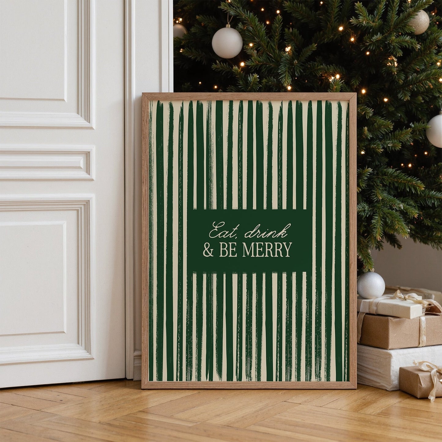 Eat, Drink and Be Merry Vintage Christmas Print - Alfresco Prints