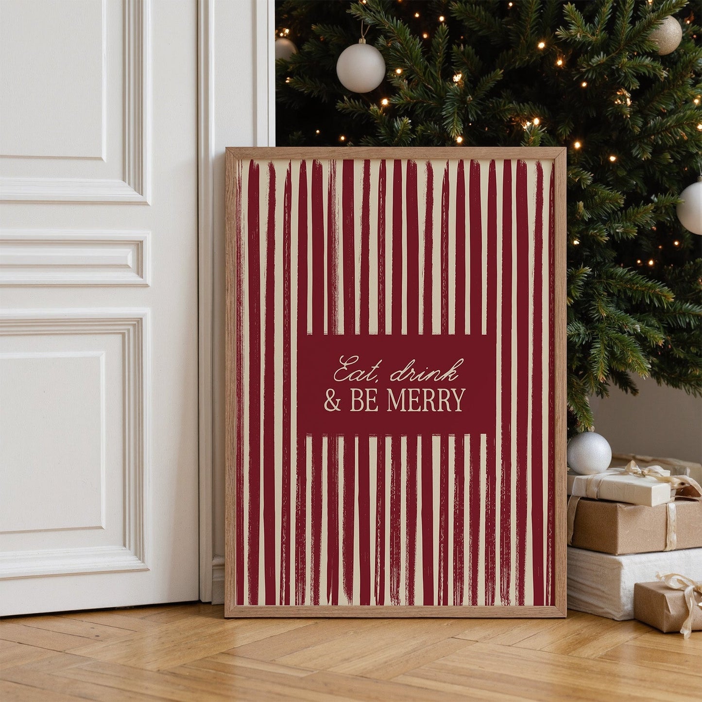 Eat, Drink and Be Merry Vintage Christmas Print - Alfresco Prints