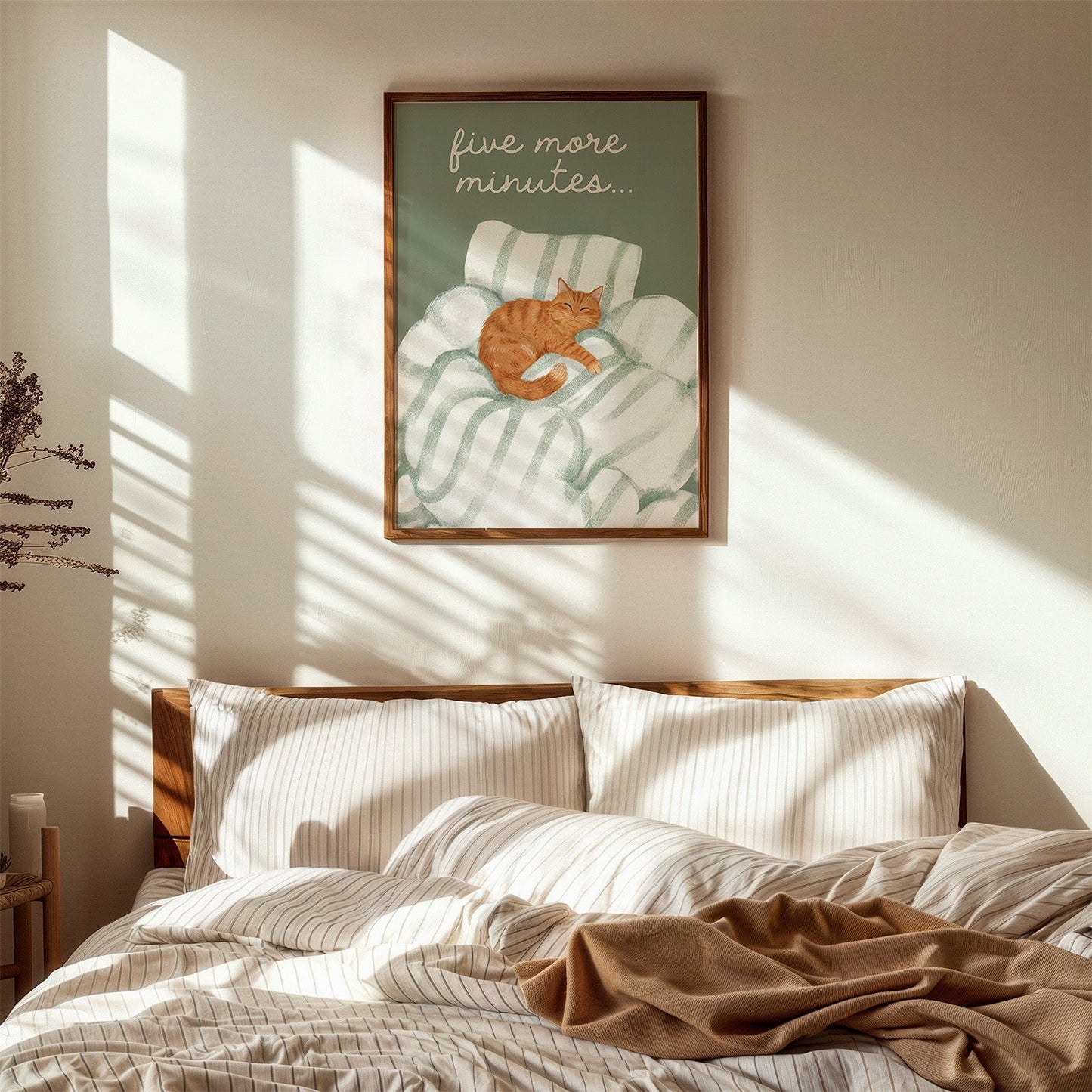 Five More Minutes Cat Bedroom Print - Alfresco Prints