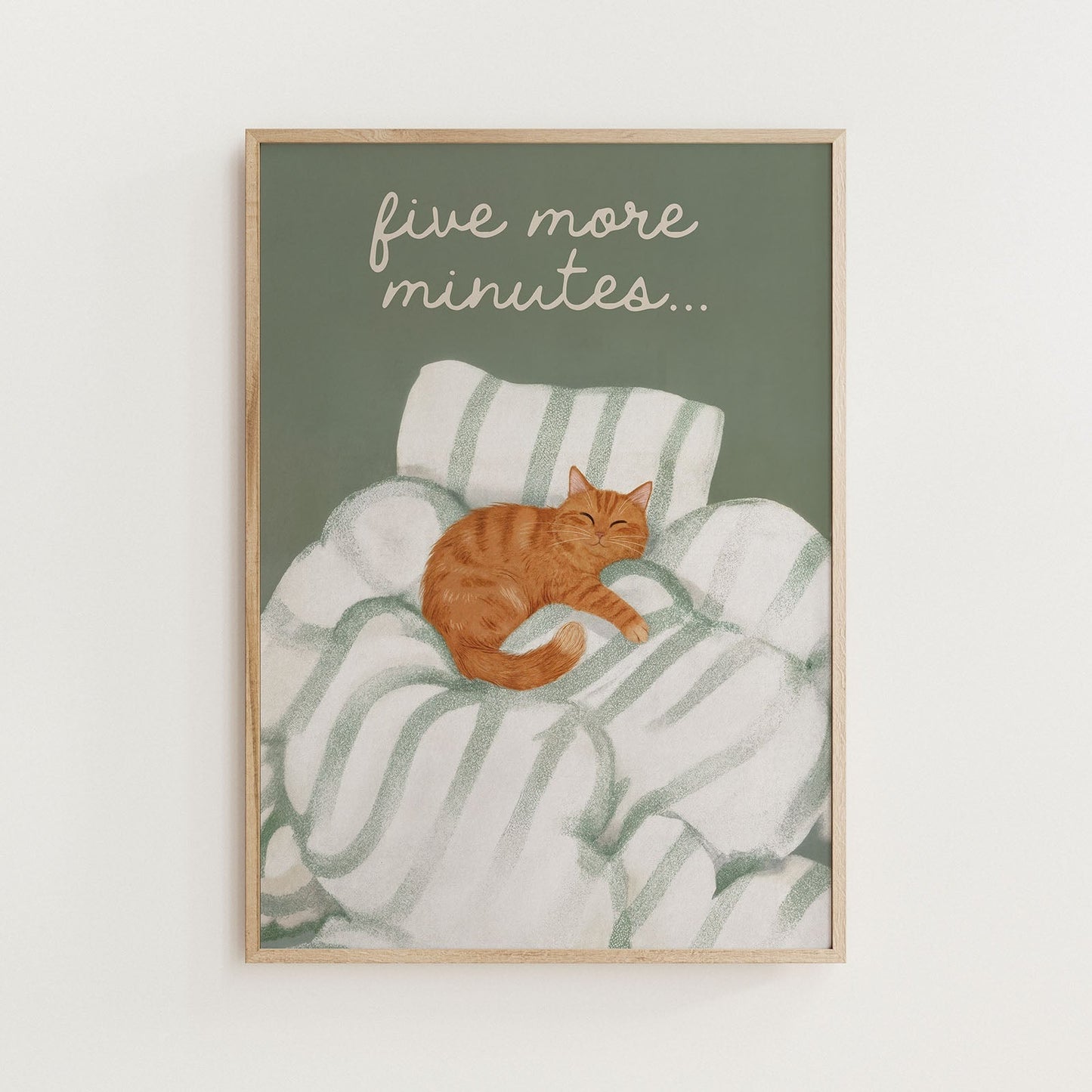 Five More Minutes Cat Bedroom Print - Alfresco Prints