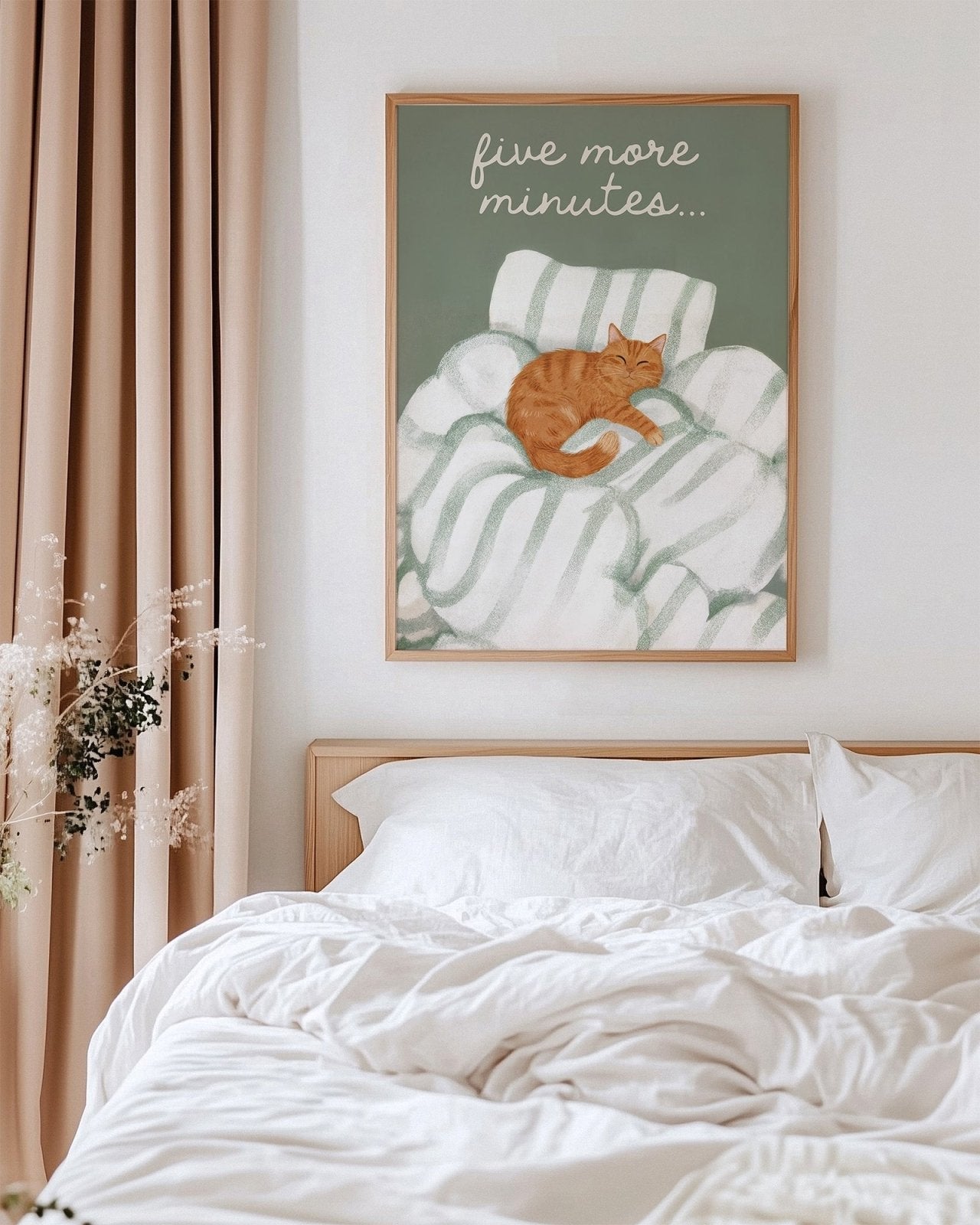 Five More Minutes Cat Bedroom Print - Alfresco Prints