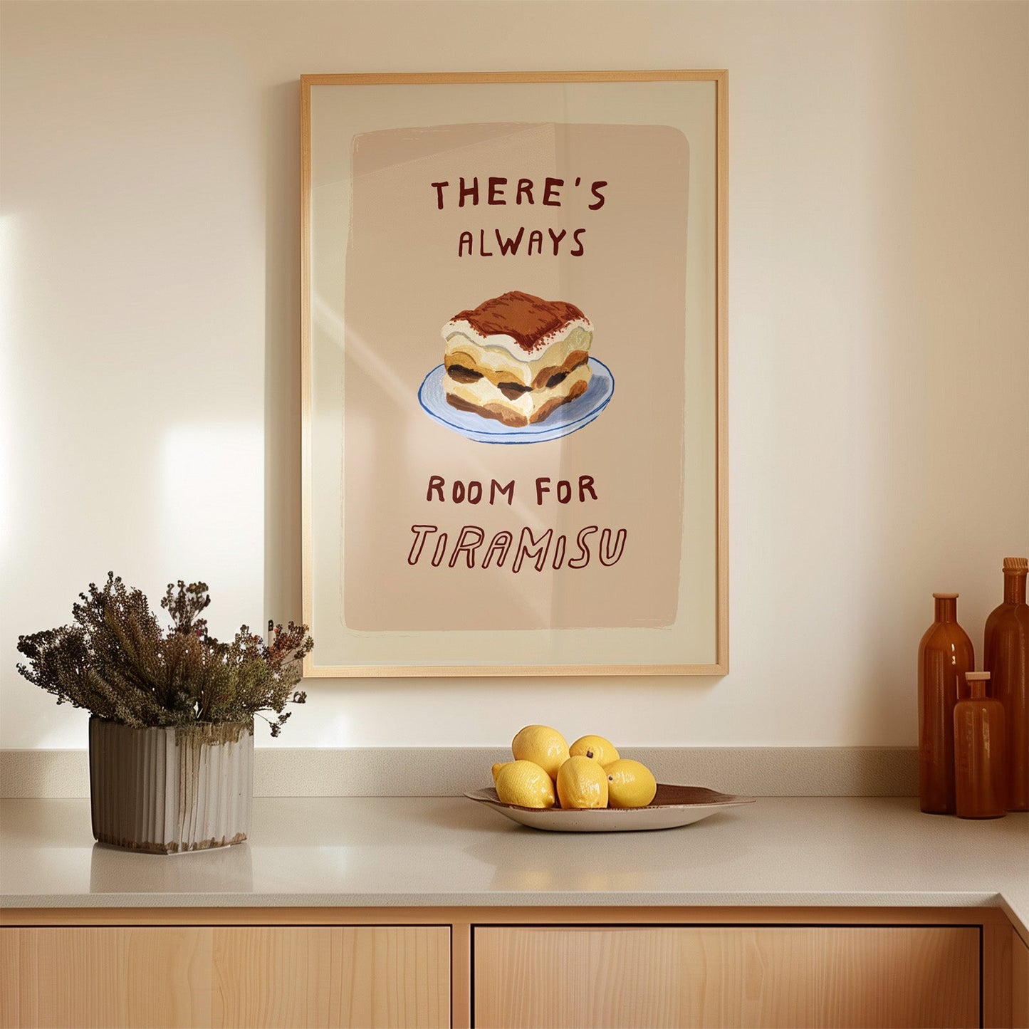Funny Tiramisu Dessert Print Kitchen Wall Art - Alfresco Prints