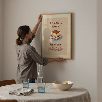 Funny Tiramisu Dessert Print Kitchen Wall Art - Alfresco Prints