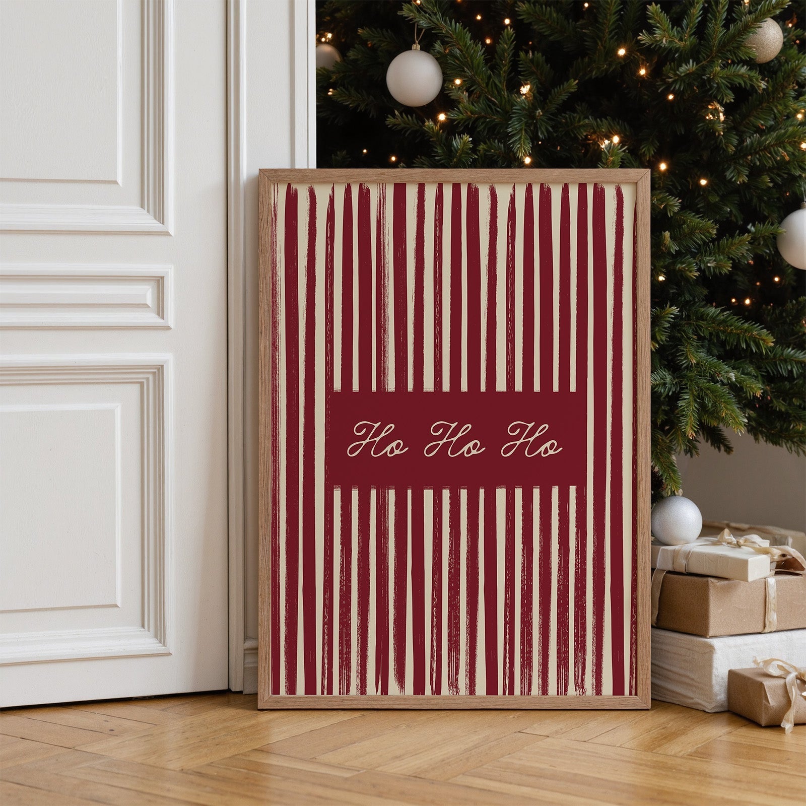 Ho Ho Ho Vintage Christmas Print Red or Green - Alfresco Prints