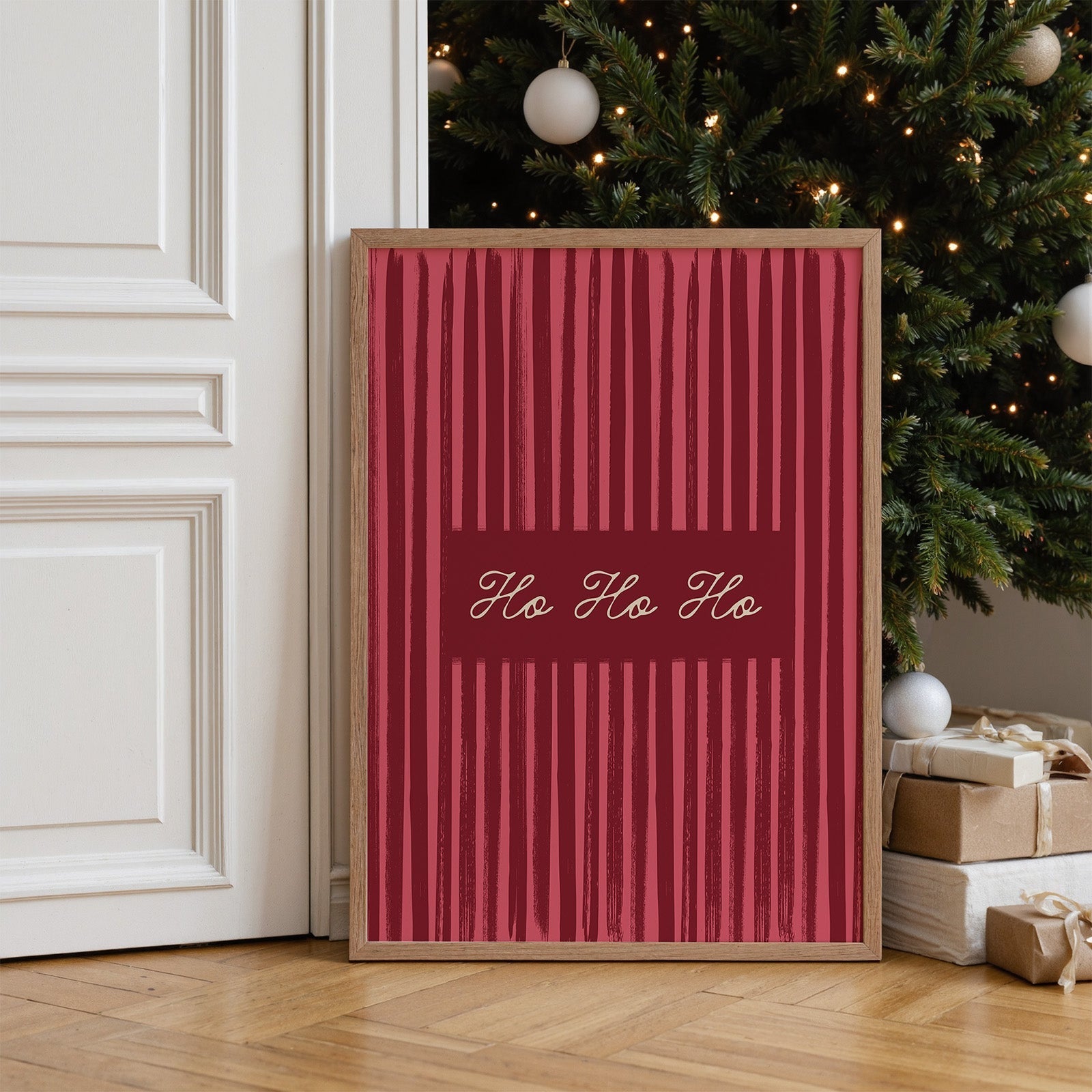 Ho Ho Ho Vintage Christmas Print Red or Green - Alfresco Prints