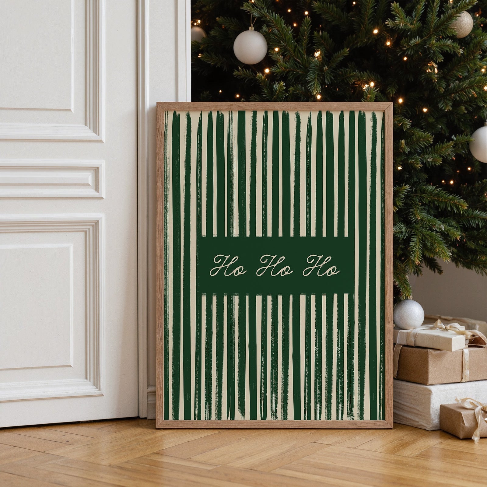 Ho Ho Ho Vintage Christmas Print Red or Green - Alfresco Prints