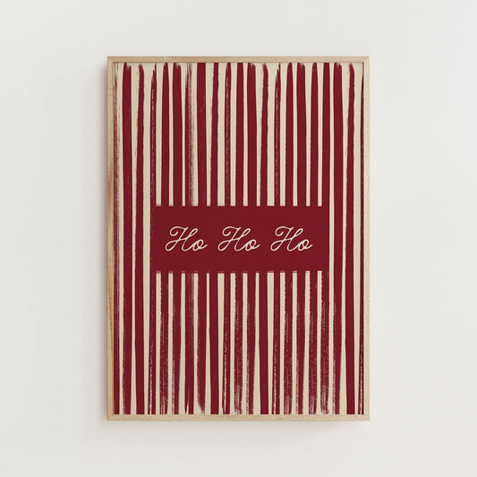 Ho Ho Ho Vintage Christmas Print Red or Green - Alfresco Prints