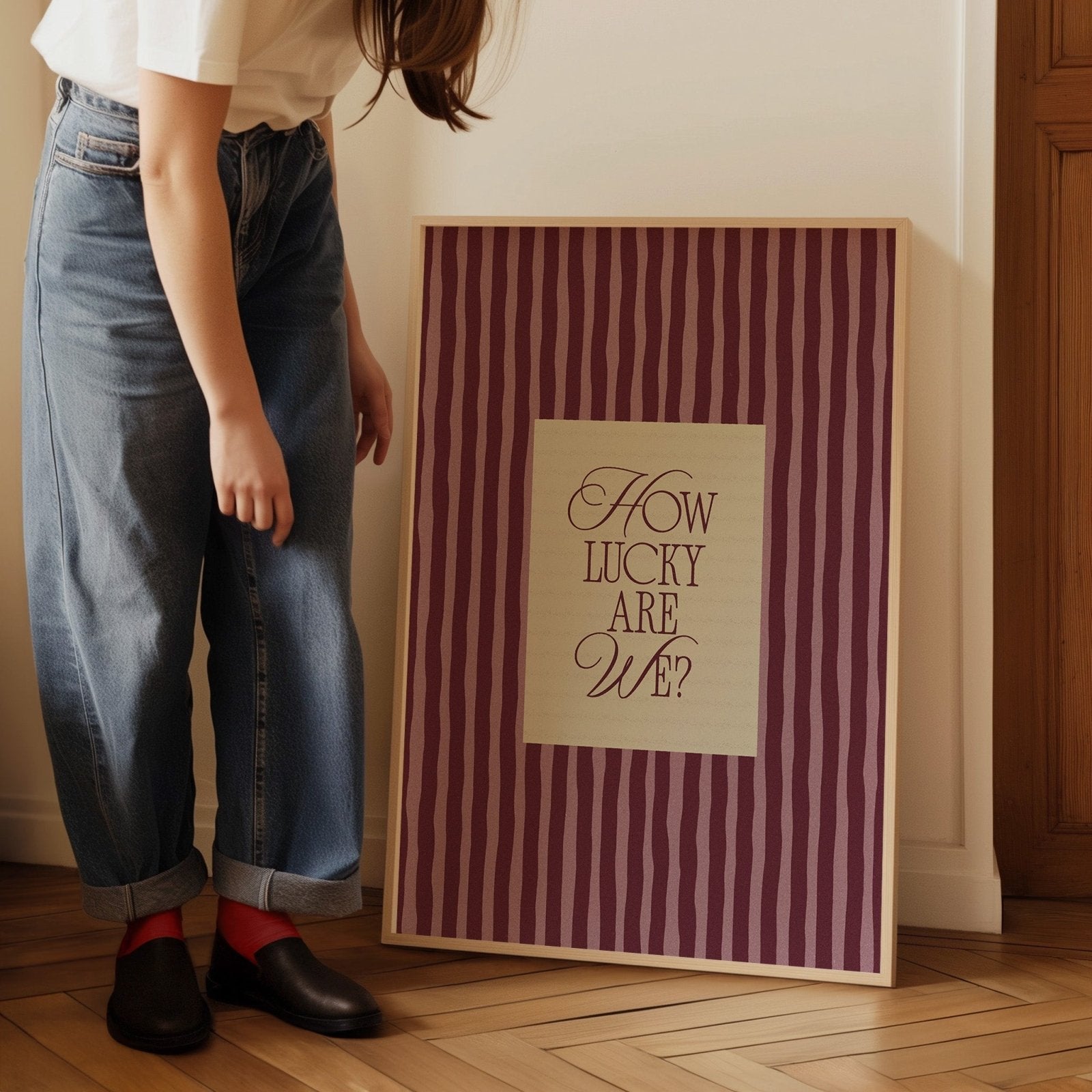 How Lucky Are We? Striped Print - Alfresco Prints