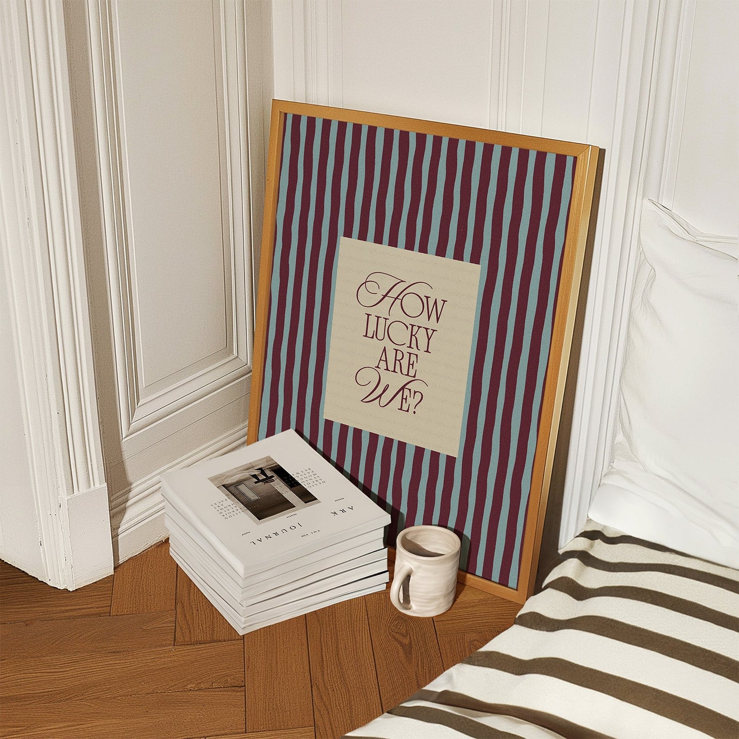 How Lucky Are We? Striped Print - Alfresco Prints