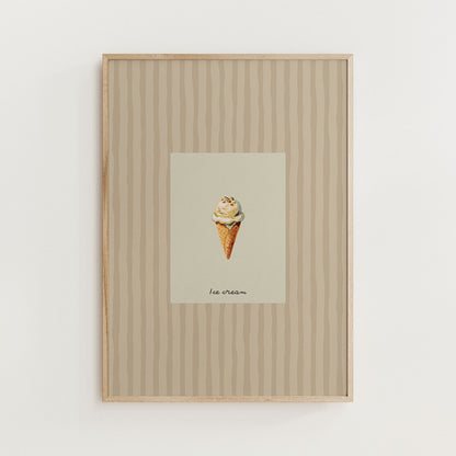 Minimal Ice Cream Dessert Print Kitchen Wall Art