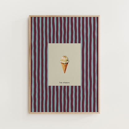 Minimal Ice Cream Dessert Print Kitchen Wall Art