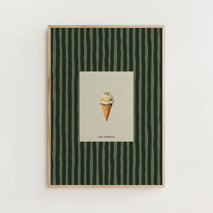 Minimal Ice Cream Dessert Print Kitchen Wall Art