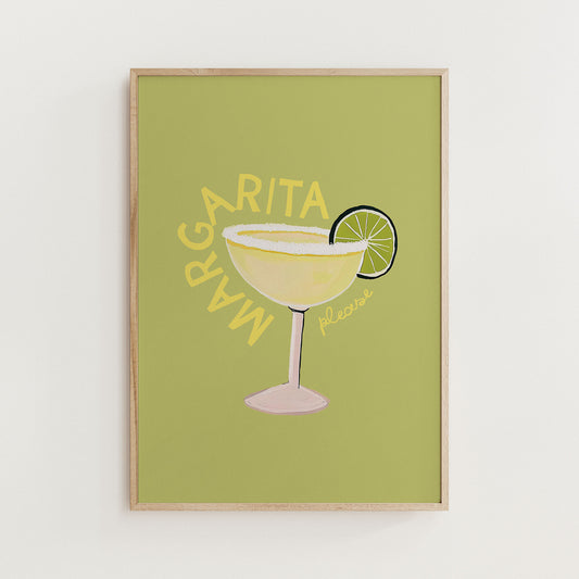 margarita cocktail print illustrated