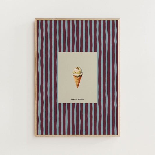 Minimal Ice Cream Dessert Print Kitchen Wall Art - Alfresco Prints