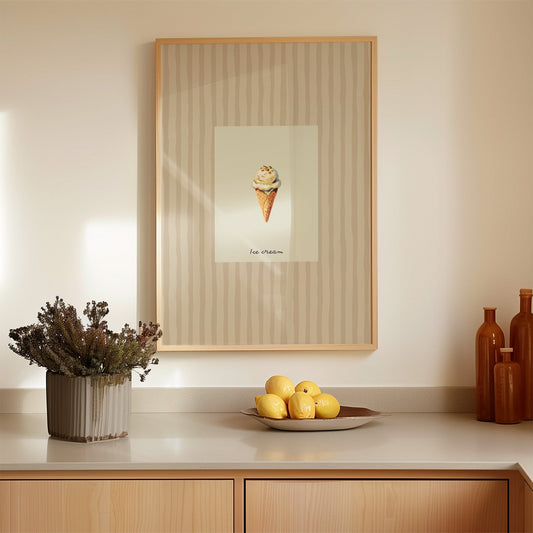 Minimal Ice Cream Dessert Print Kitchen Wall Art - Alfresco Prints