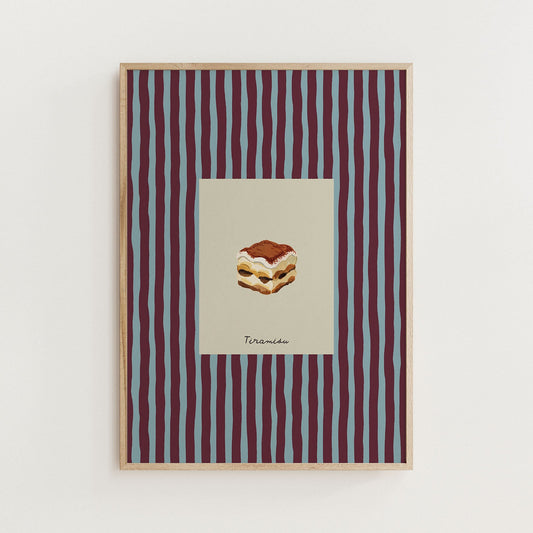 Minimal Tiramisu Dessert Print Kitchen Wall Art - Alfresco Prints
