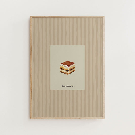 Minimal Tiramisu Dessert Print Kitchen Wall Art - Alfresco Prints
