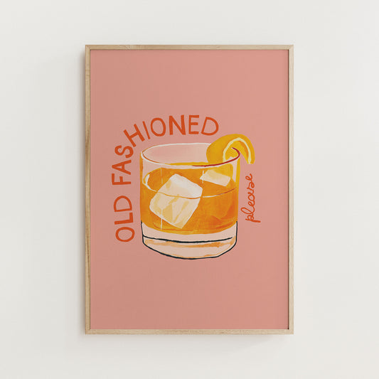 old fashioned cocktail print