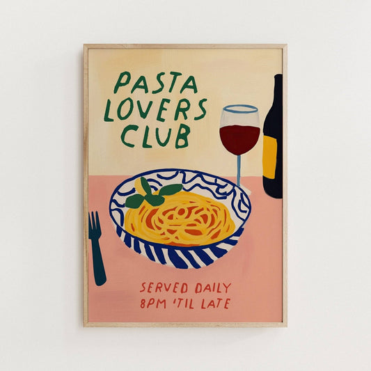 Pasta Lovers Club Art Print - Alfresco Prints