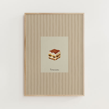 Minimal Tiramisu Dessert Print Kitchen Wall Art