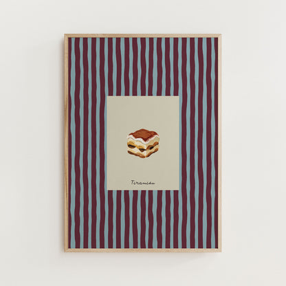 Minimal Tiramisu Dessert Print Kitchen Wall Art